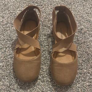 Lucky Brand Tan Suede Flats with Elastic Straps